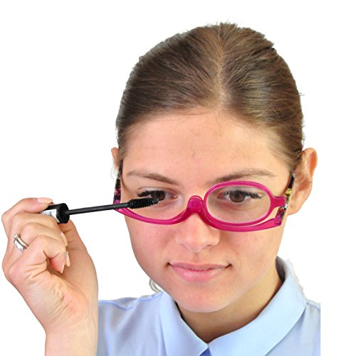 Mini Brille Gafas de Maquillaje, Gafas Para Maquillarse con Lente Abatible,Gafas con Lente que Gira Para Ayudarte con el Maquillaje con Funda Gratuita, Dioptrías +2.0 (Púrpura)