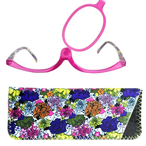 Mini Brille Gafas de Maquillaje, Gafas Para Maquillarse con Lente Abatible,Gafas con Lente que Gira Para Ayudarte con el Maquillaje con Funda Gratuita, Dioptrías +2.0 (Púrpura)