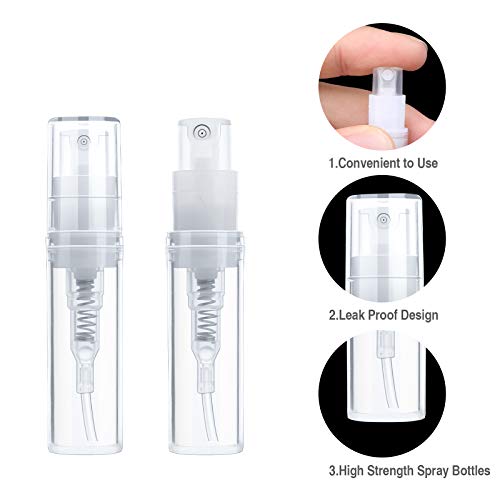 Mini muestras de perfume portátiles rellenables botellas pulverizadoras de plástico, pulverizador vacío con pipeta cuentagotas para viajes, aceites esenciales (2 ml, 20 unidades)