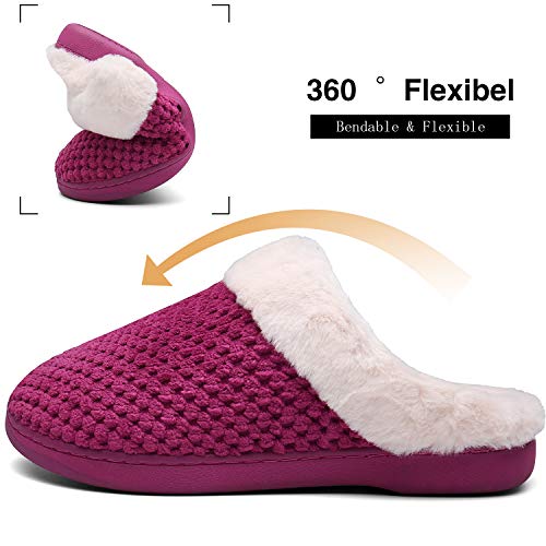 Mishansha Pantuflas Hombre Zapatillas de Estar por Casa para Mujer Invierno Antideslizantes CáLido Cómodas Memory Foam Slippers Rojo, Gr.38/39 EU