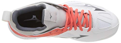 Mizuno Ghost Shadow, Handball Shoe Mujer, Blanco (Swhite/Qshade/Hot Coral), 38.5 EU