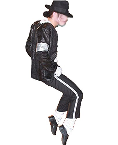 MJ Cosplay Kid Disfraz de Cosplay para Adultos 4pcs MJ Billie Jeans Jacket + Pant + Socks + Guante (W: 65-70kg H:170-180cm)