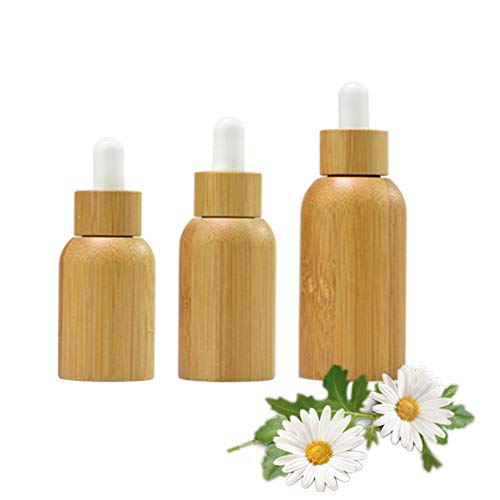 MKNZOME 3 Pcs Cuentagotas Botellas de Aceite Esencial, Maquillaje Cosmético Frasco Contenedor de Madera Natural, Portátiles para Aceites Esenciales, Aromaterapia, Fragancia, Perfume#5