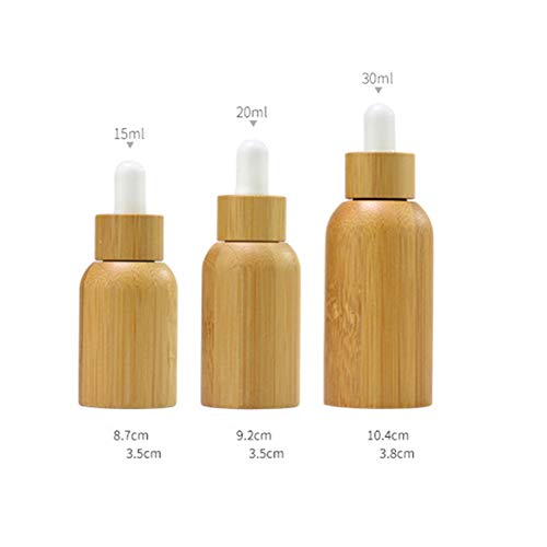 MKNZOME 3 Pcs Cuentagotas Botellas de Aceite Esencial, Maquillaje Cosmético Frasco Contenedor de Madera Natural, Portátiles para Aceites Esenciales, Aromaterapia, Fragancia, Perfume#5