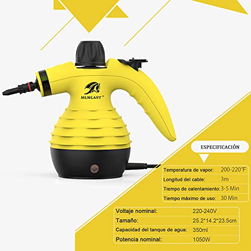 MLMLANT Multiuso Limpiador a Vapor,Vaporizador,Potente Limpiar Purificador,Vaporeta Limpieza Hogar Mano,para la Eliminación de Manchas,Alfombras,Sofá,Cortinas,Control de Errores Cama,Asientos Coche