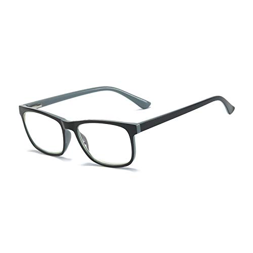 MMOWW Gafas de lectura anti-Blu-ray, gafas cuadradas de moda para ordenador para hombres y mujeres con bisagra de resorte antifatiga(gris,+1.5)