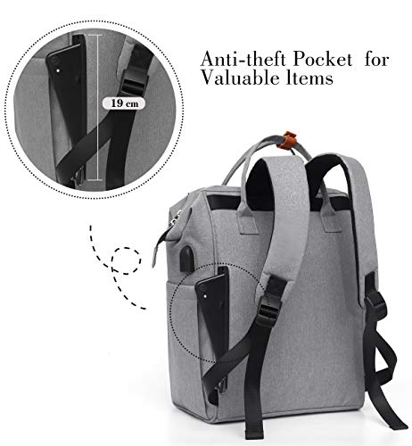 Mochila Mujer Antirrobo Impermeable, Multiusos Daypacks con Puerto de Carga USB, Mochila para portátil De 15.6 Pulgadas