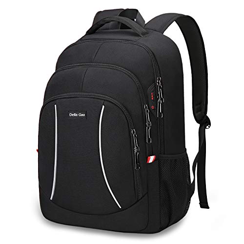 Mochila Portatil Mochila Hombre Mochila Ordenador Portatil 15.6 Pulgadas Mochila Portatil con Ranura USB Mochila del Negocio Trabajo Diario Viaje Escolares - Negro