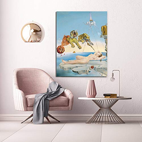 Moderne Salvador Dali Tiger Femme Toile Peinture Affiches Abstraites et Impression Mur Art Photo pour Salon Décor 50x75cm (20"x30") Sans Cadre