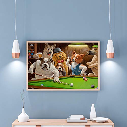 Moderno de alta definición Impresión de lienzo Perro jugando al billar God Snooker Pintura al óleo Arte Decoración del hogar Póster en lienzo Arte de la pared 40x60cm Sin marco