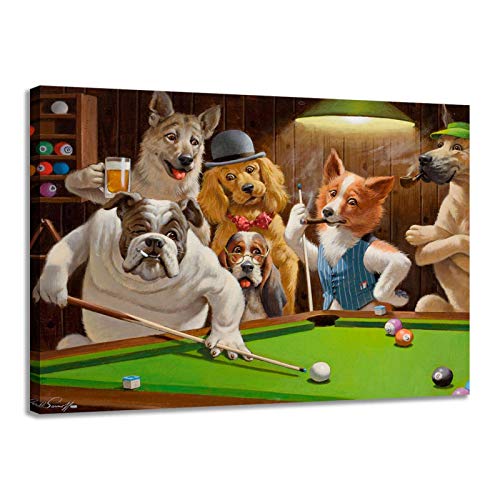 Moderno de alta definición Impresión de lienzo Perro jugando al billar God Snooker Pintura al óleo Arte Decoración del hogar Póster en lienzo Arte de la pared 40x60cm Sin marco