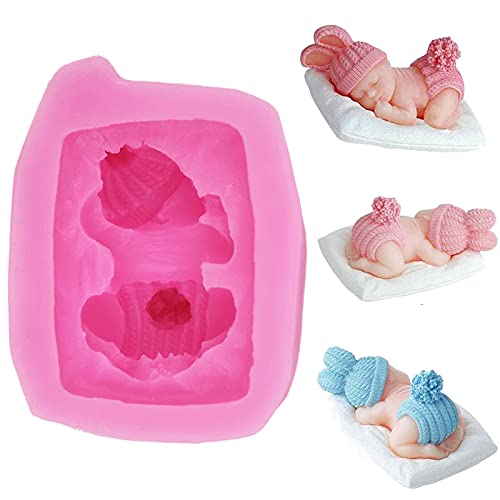 Molde Pastel Dormido Moldes Jabón Bricolaje Bebés Molde Silicona 3D Baby Pasta Molde Pastel Silicona Ángel Molde Ángel Arcilla Polimérica para Decoración Pasta Azúcar Masa Pasteles Diseño Dulces