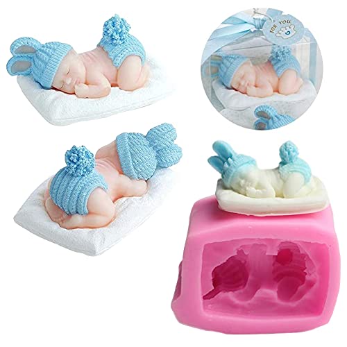 Molde Pastel Dormido Moldes Jabón Bricolaje Bebés Molde Silicona 3D Baby Pasta Molde Pastel Silicona Ángel Molde Ángel Arcilla Polimérica para Decoración Pasta Azúcar Masa Pasteles Diseño Dulces