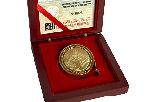 Moneda de Colección - VIII Centenario de la Catedral de Burgos - Bañada en Oro de 24 Kilates - Moneda Conmemorativa con Monumentos Característicos de Burgos