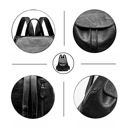 Monitika Mujer Bolsos mochila Moda Cuero Sintético Impermeable Casual Viaje Escuela mochilas Negro