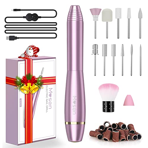 Mosen Torno para Uñas Lima Uñas Profesional Electric Nail Drill 20000 RPM con 11 Brocas de Perforación y 56 Anillos de Arenas Lima Electrica Uñas para Manicura y Pedicura Torno para Uñas Portatil