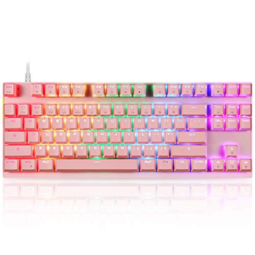 MOTOSPEED Teclado mecánico profesional para juegos, RGB arco iris, iluminación trasera, 87 teclas, teclado para juegos USB, para Mac, PC y portátil