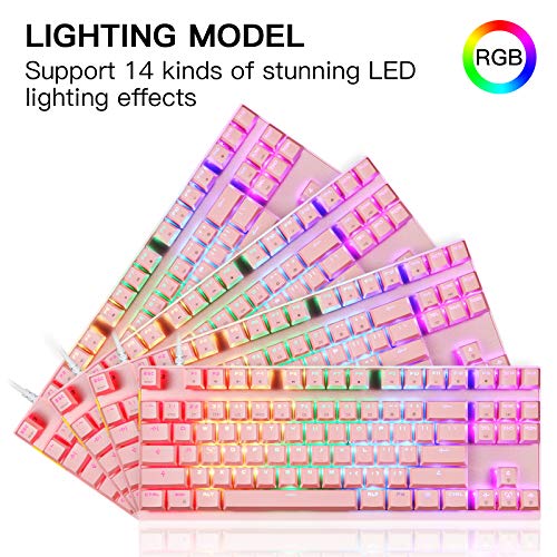 MOTOSPEED Teclado mecánico profesional para juegos, RGB arco iris, iluminación trasera, 87 teclas, teclado para juegos USB, para Mac, PC y portátil