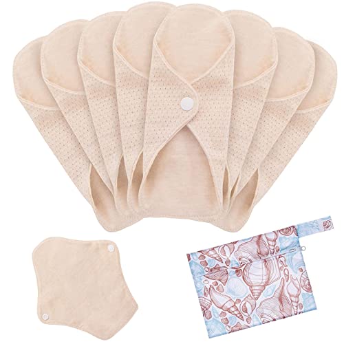 MQUPIN Toallas Sanitarias Reutilizables, 8pcs Lavable Almohadillas de Tela Toalla Sanitaria Algodon Organico, Compresas Algodon Almohadillas de Período Pantiprotectores Diseño Antifugas Mujeres