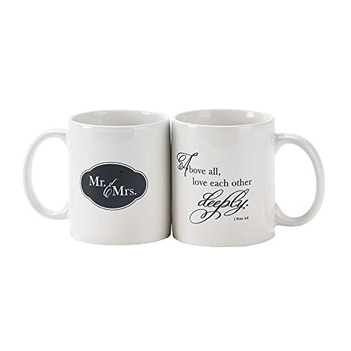 Mr. and Mrs. Love Deeply 1 Peter 4:8 Black and White 11 Oz. Ceramic Coffee Cup Mug