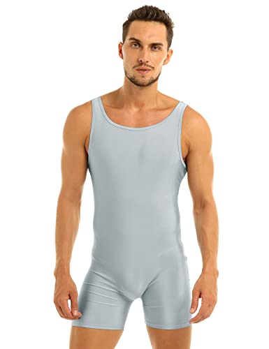 MSemis Mono Corto Hombres Ajustado Body Sin Mangas Ropa Interior Depottivo Fitness Chalecos Rayas Deportivos Bodysuit Maillot Gimnasia Ritmica Camisetas Verano Leotardo Gris A Medium