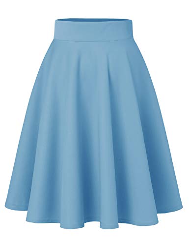 MUADRESS 9002 Falda Mujer Elástica Plisada Básica Patinador Color Sólido Multifuncional Corto Falda Lightblue Midi M