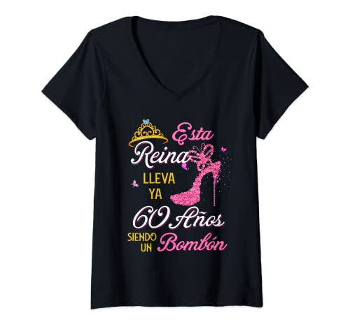 Mujer 60 Años Siendo un Bombón Cumpleaños 60 Años Camiseta Cuello V