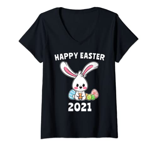 Mujer Conejo de Pacas Joyosas Pacas 2021 Huevos Camiseta Cuello V