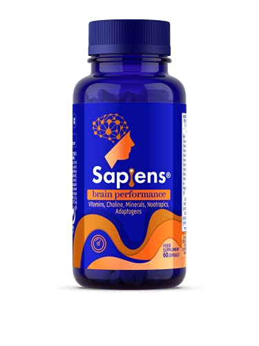 Multivitaminico. RENDIMIENTO MENTAL - Energía, Concentración, Memoria, Rendimiento intelectual, Gaming - 60 Cápsulas con Vitamina B, Vitamina C, Vitamina D, Ginkgo Biloba - SAPIENS BRAIN PERFORMANCE