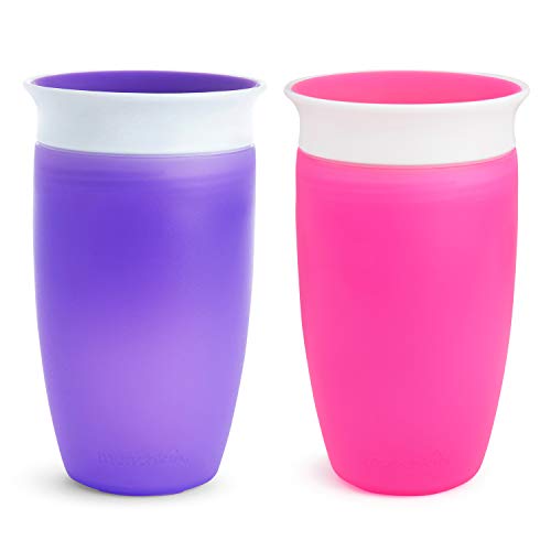 Munchkin Miracle 360° Set de 2 Vasos de Entrenamiento, Morado/Rosa (Purple/Pink), 2 x 296 ml