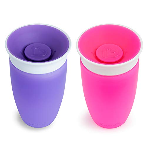 Munchkin Miracle 360° Set de 2 Vasos de Entrenamiento, Morado/Rosa (Purple/Pink), 2 x 296 ml