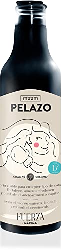 muum - Champú Pelazo Fuerza Máxima. Fortalece, aumenta el volumen y combate el adelgazamiento capilar. Evita el encrespamiento, la caída y estimula el crecimiento - 500 ml.