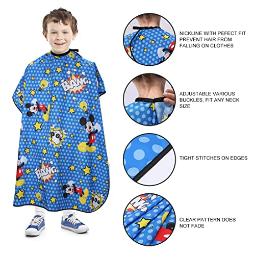 N/1 Capa de peluquería para niños, Profesional del Salon Cortar peluquería, estilismo, delantal de tela, impermeable, capa de peluquería (Azul)