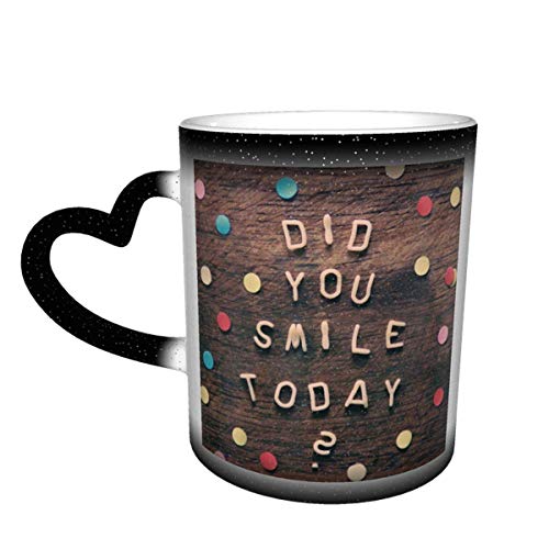 NA Sonrisa, Risa, Suerte, alegría Feliz, Sentimientos sonrientes, Taza Que Cambia de Color en el Cielo, Taza de cerámica, Taza de café, Regalo de cumpleaños de Navidad