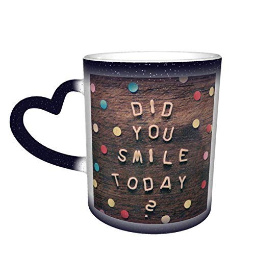 NA Sonrisa, Risa, Suerte, alegría Feliz, Sentimientos sonrientes, Taza Que Cambia de Color en el Cielo, Taza de cerámica, Taza de café, Regalo de cumpleaños de Navidad