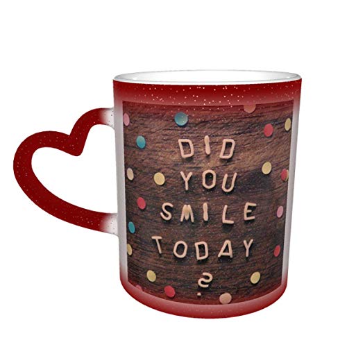 NA Sonrisa, Risa, Suerte, alegría Feliz, Sentimientos sonrientes, Taza Que Cambia de Color en el Cielo, Taza de cerámica, Taza de café, Regalo de cumpleaños de Navidad