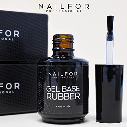 NAILFOR Base Rubber Transparente 15ml - Para esmalte de uñas semipermanente reforzado con fuerte adherencia, de larga duración, fortalece y protege las uñas naturales También para coronación