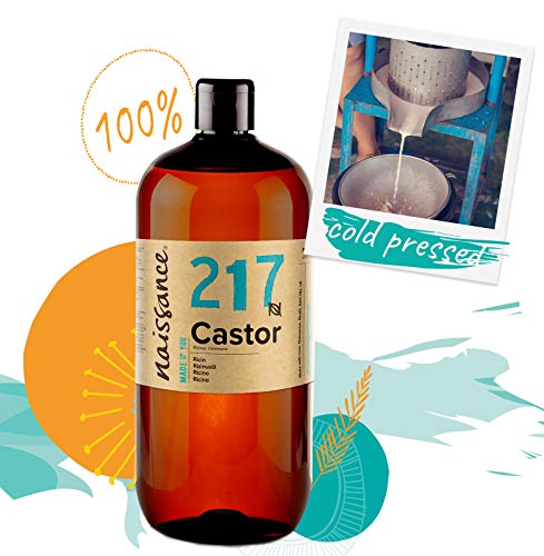 Naissance Aceite de Ricino Puro Prensado en Frio (No. 217) 1 Litro - Hidratante Nutritivo Natural Pelo Piel Uñas Cejas Pestañas Ojos - Ideal Para Masaje Corporal Facial Crecimiento Barba - Vegano