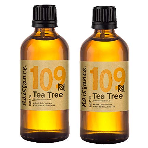 Naissance Aceite Esencial Árbol de Té Puro (No. 109) 2 x 100ml - Tratamiento Natural Para Acné, Granos, Puntos Negros, Cuero Cabelludo Graso, Uñas - Reduce Enrojecimiento Uniformiza Tono Piel