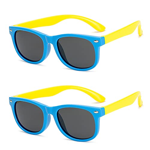 NALCY 2 Piezas Kids Gafas de Sol, Kids Sunglasses polarizadas flexibles de goma, Toddler Gafas de sol de silicona para niños de 3 a 12 años de edad