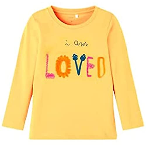 NAME IT Nmfkristina LS Top Box Camiseta de Manga Larga, Amarillo Curry, 98 cm para Niñas