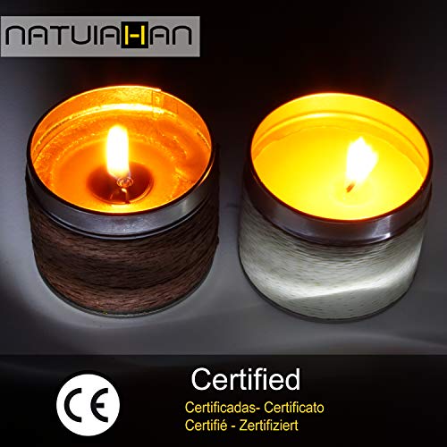 Natuiahan Set de 2 Velas Perfumadas con Recipientes Metálicos (Fragancias de Chocolate y Vainilla)