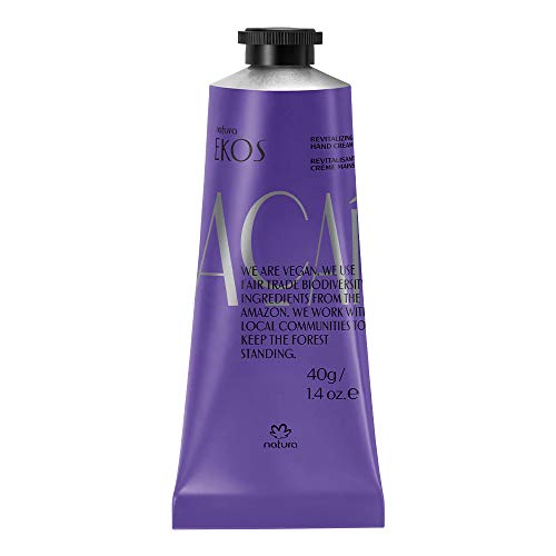 NATURA - Crema Reparadora Manos Açai Natura Ekos - Confort e Hidratación - Para Cutículas y Manos Secas, Dañadas y Agrietadas - Absorción Rápida - 100% Vegano - Cruelty Free - Tubo de 40 g