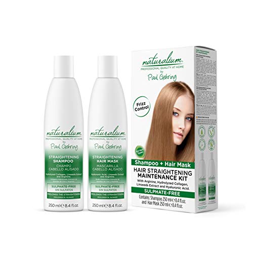 Naturalium Kit Post Alisado Brasileño - Productos de Mantenimiento del Pelo Liso para Mujer con Champú Post Alisado 250 ml + Mascarilla Post Alisado 250 ml , Peluquería Profesional en Casa