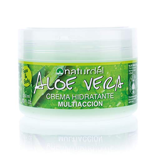 NATURDEL Aloe Vera, Crema Hidratante Multiacción Cara y Cuerpo, Cultivo ecológico Español. 250 ml