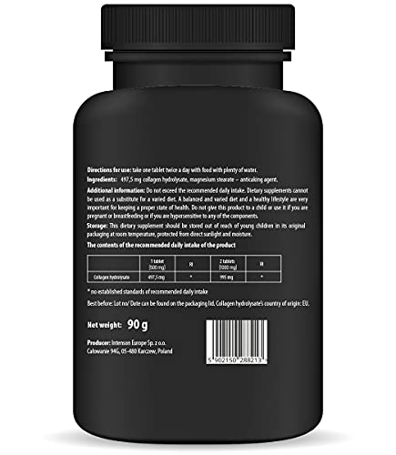 Nature Diet - Colágeno puro, 180 tabletas, 500 mg | Péptidos de colágeno | Colágeno hidrolizado