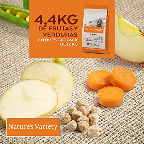 Nature's Variety Original No Grain - Pienso para perros adultos con pavo deshuesado, 12 kg