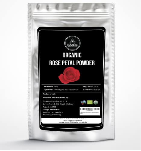 Naturevibe Botanicals Polvo de Pétalo de Rosa Orgánico (100 g) | Iluminador, Anti-envejecimiento e Hidratante | Fabricación de jabón y facial en el hogar