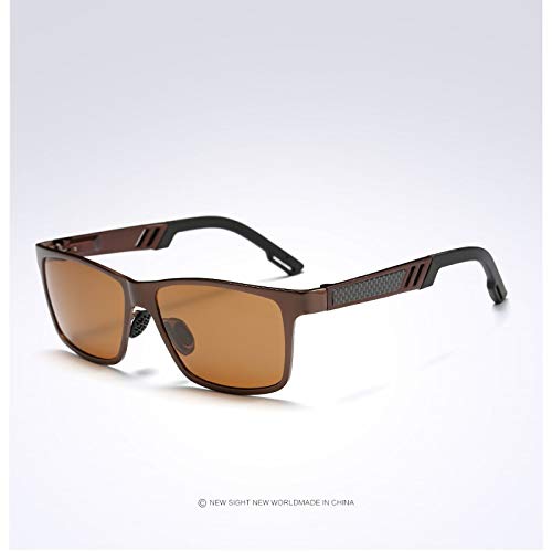 Nbrand Hombres Gafas de Sol polarizadas cuadradas Retro Mujeres Gafas Conductor Gafas metálicas de Alta definición Marrón-Marrón