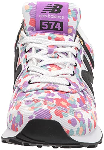 New Balance Zapatilla de deporte de camuflaje floral 574 V2 para mujer, Blanco/Heliotrop, 40.5 EU